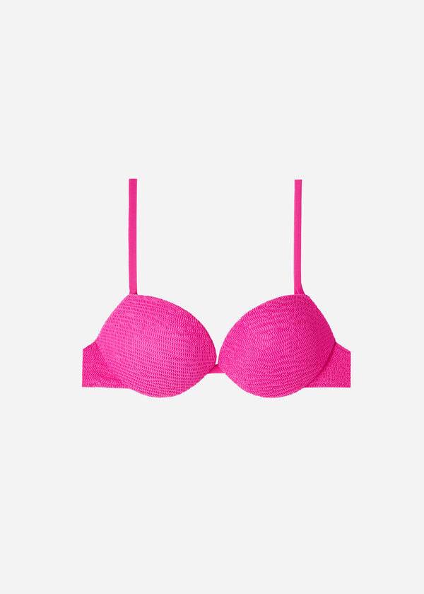 Ženski zgornji del bikinija calzedonia graduated padded push-up miami roza
