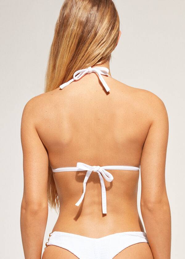 Ženski zgornji del bikinijev calzedonia graduated padded triangle casablanca bele barve