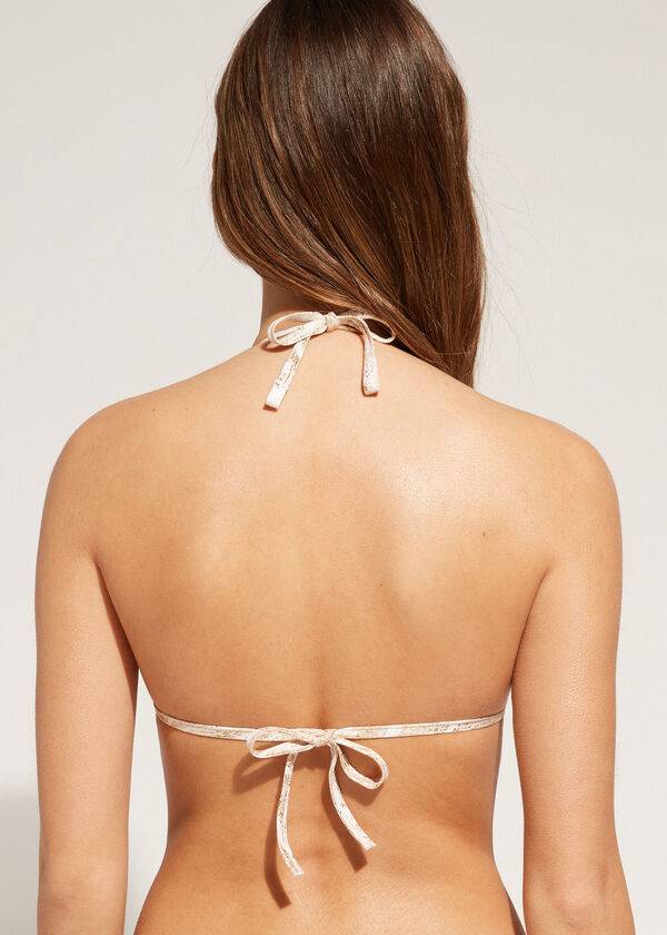 Ženski zgornji del bikinijev calzedonia graduated padded triangle melbourne zlate barve