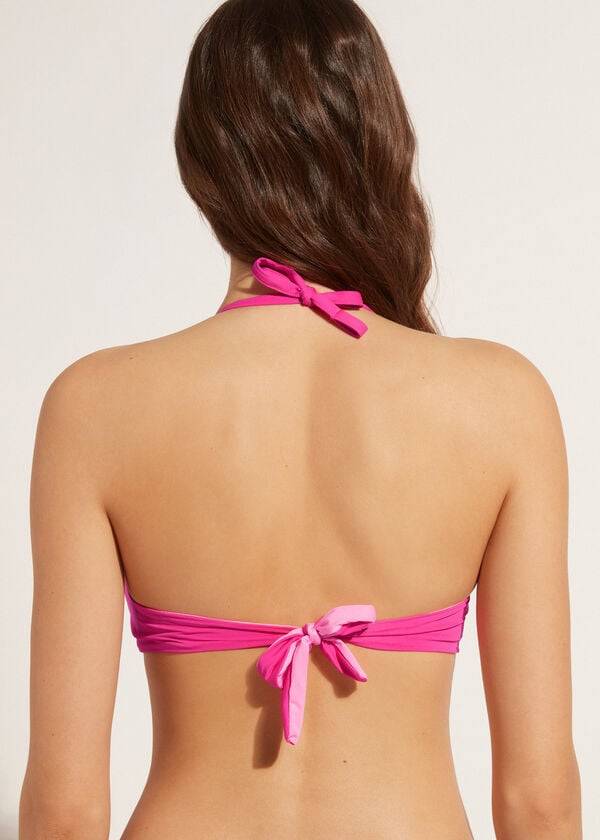 roza ženski zgornji del bikinija calzedonia graduated soft crisscross s trikotnim vzglavnikom indonesia