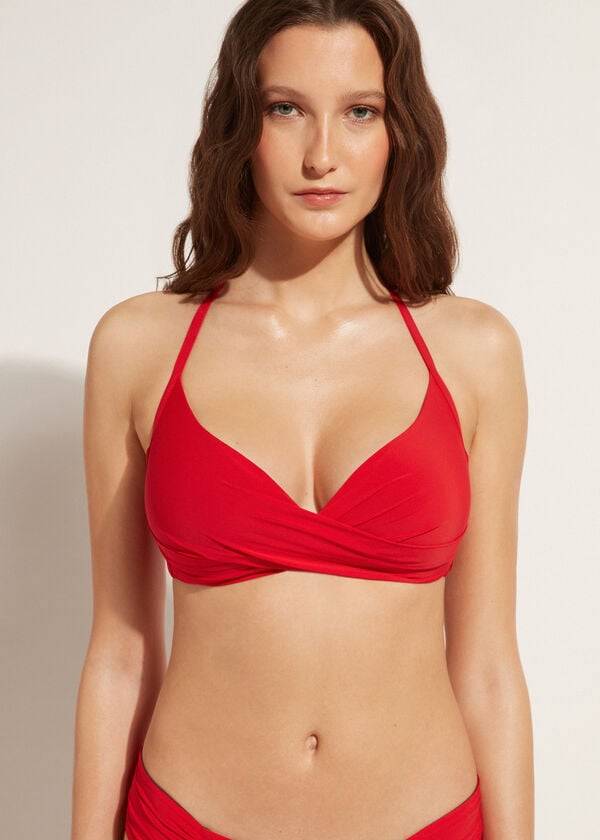 Ženski zgornji del bikinijev calzedonia graduated soft crisscross padded triangle indonesia rdeč
