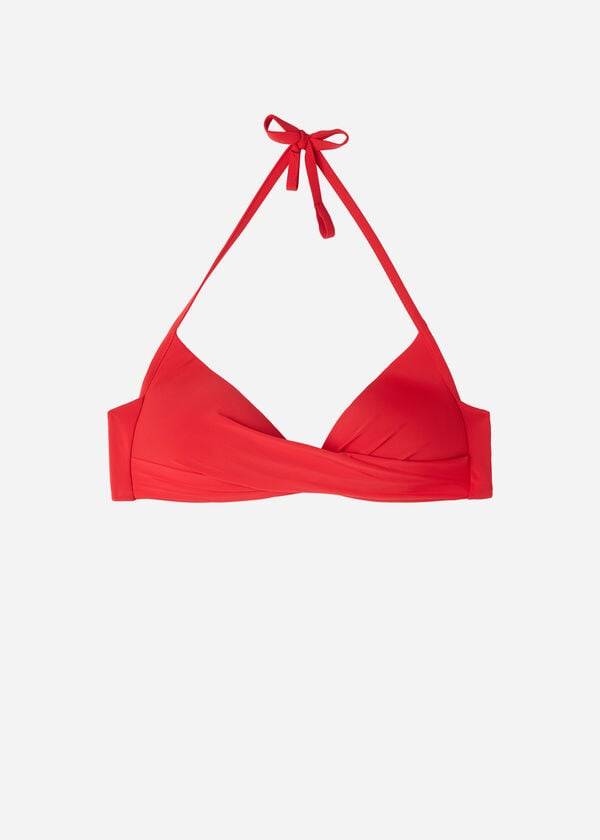 Ženski zgornji del bikinijev calzedonia graduated soft crisscross padded triangle indonesia rdeč