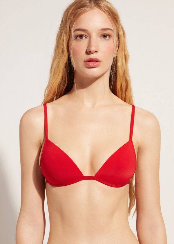 Ženski zgornji del bikinijev calzedonia graduated soft padded triangle indonesia rdeč