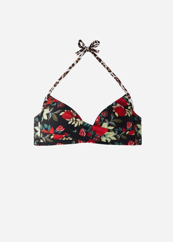 Ženski zgornji del bikinijev calzedonia graduated soft padded triangle nizza rozačrn
