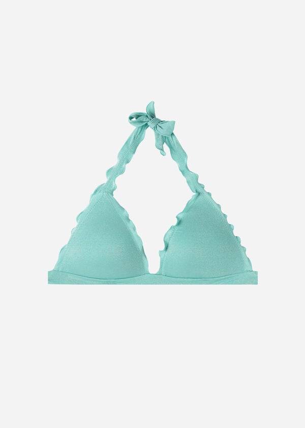 zeleni ženski zgornji del bikinija calzedonia graduated triangle formentera