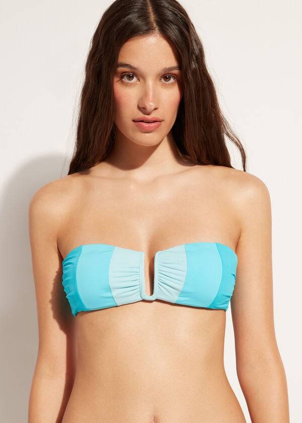 turkizne ženske podložene majice bikini bandeau azzorre calzedonia