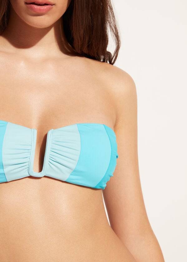 turkizne ženske podložene majice bikini bandeau azzorre calzedonia