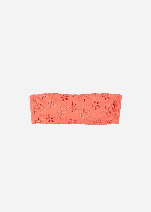 Ženske majice bikinija calzedonia s podlogo bandeau corfù koralno oranžna