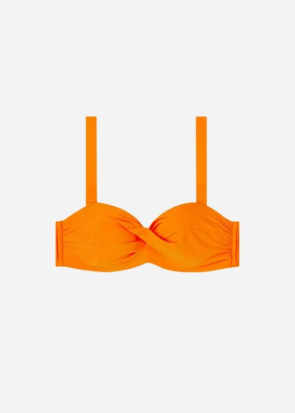 oranžne ženske majice bikinija s podloženim bandeau indonezija calzedonia