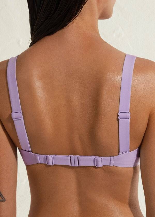 vijolične ženske majice bikinija s podloženimi bandeau indonezijami calzedonia