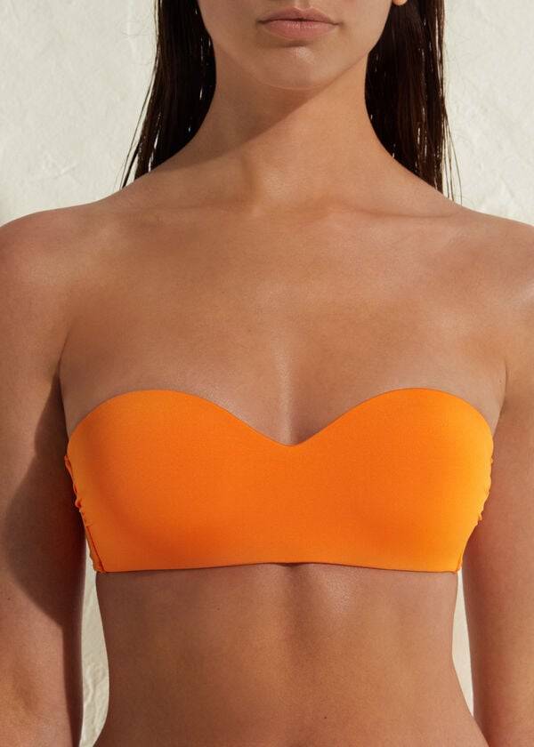 calzedonia padded bandeau indonesia eco ženske kopalke oranžna