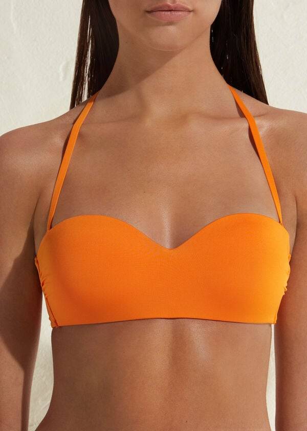 calzedonia padded bandeau indonesia eco ženske kopalke oranžna