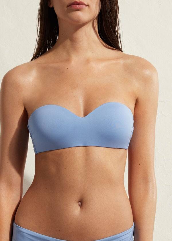 blue calzedonia padded bandeau indonesia eco Ženske majice bikinija