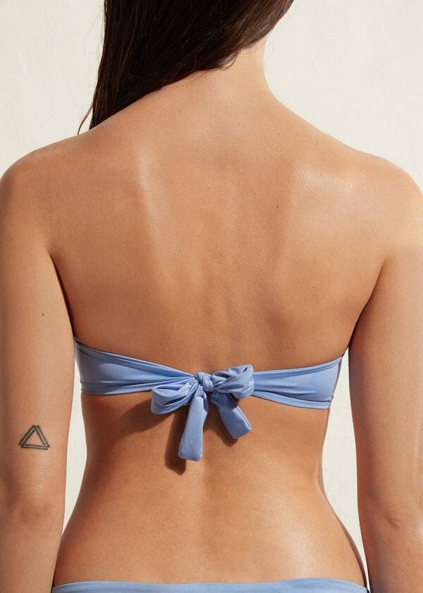 blue calzedonia padded bandeau indonesia eco Ženske majice bikinija