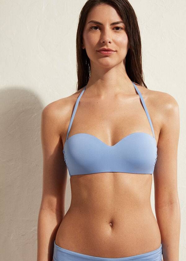 blue calzedonia padded bandeau indonesia eco Ženske majice bikinija