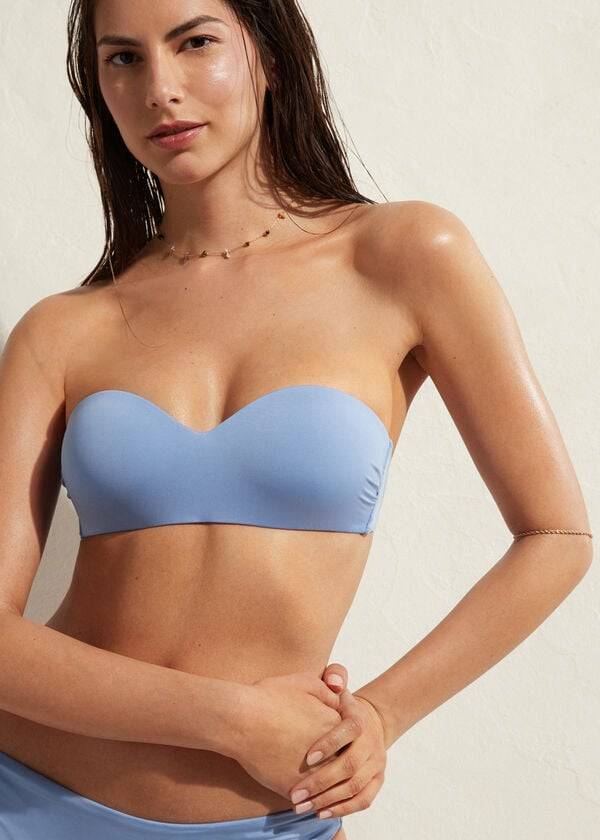 blue calzedonia padded bandeau indonesia eco Ženske majice bikinija