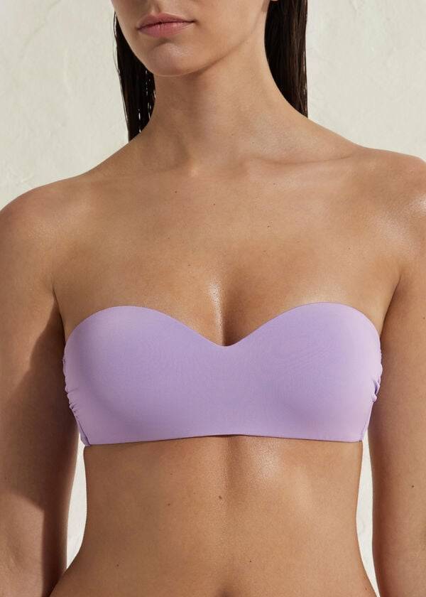 Ženske kopalke calzedonia padded bandeau indonesia eco bikini tops purple