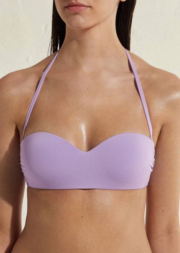Ženske kopalke calzedonia padded bandeau indonesia eco bikini tops purple