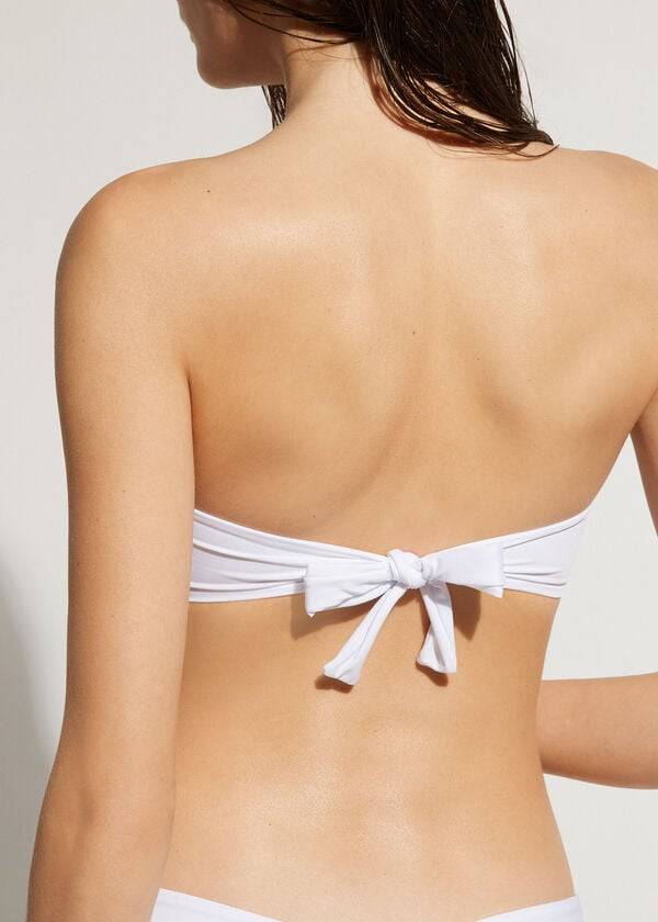 Ženski zgornji del bikinija calzedonia padded bandeau indonesia eco cobey bele barve