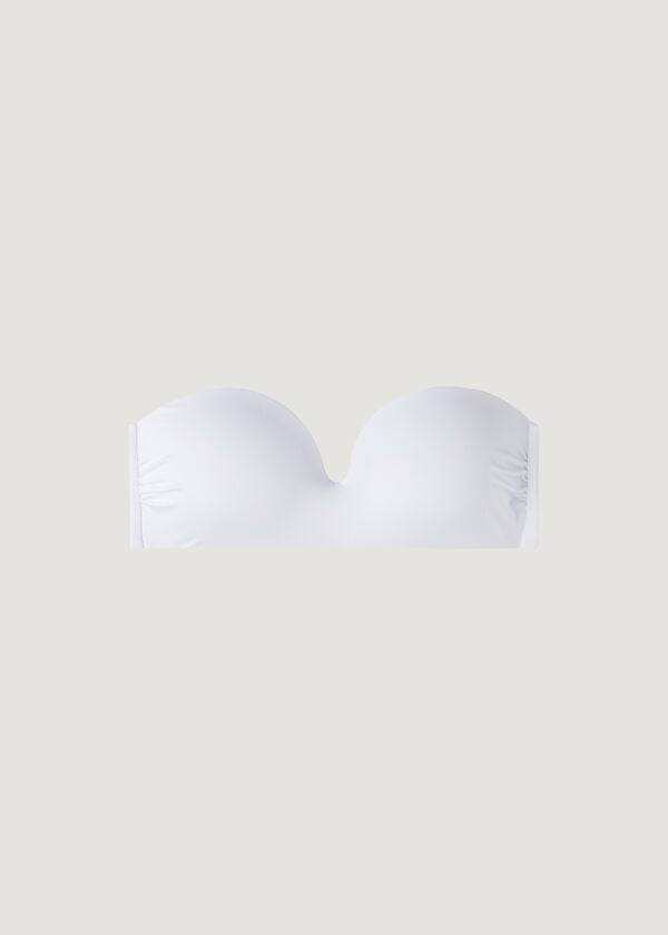Ženski zgornji del bikinija calzedonia padded bandeau indonesia eco cobey bele barve