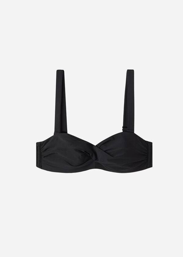 Črni ženski zgornji del bikinijev calzedonia padded bandeau indonesia eco micro