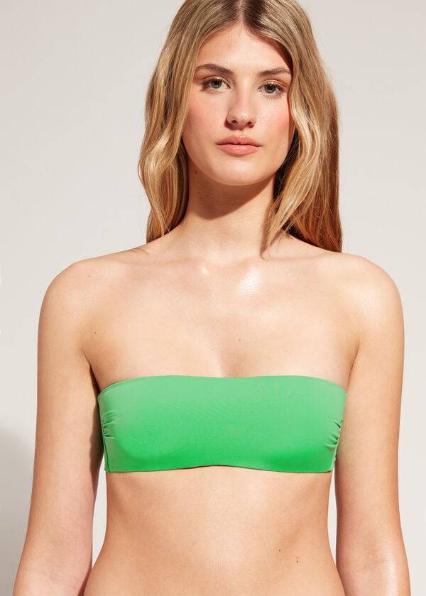 calzedonia padded bandeau indonesia eco rosa ženske kopalke zelene