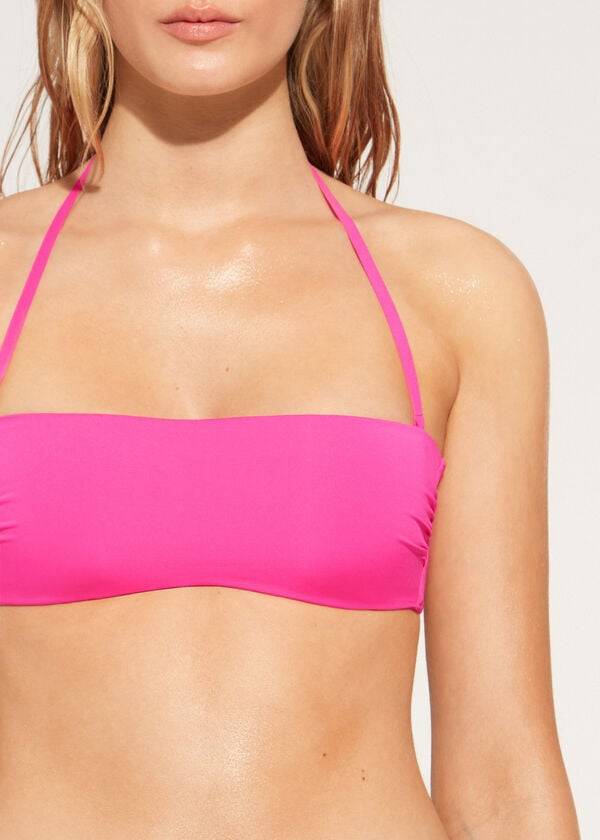 Ženske majice bikinija calzedonia padded bandeau indonesia eco rosa roza