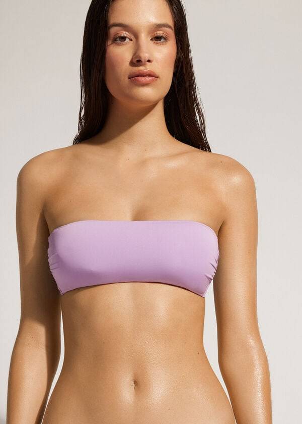 Ženski zgornji del bikinijev brez naramnic calzedonia padded bandeau indonesia eco vijoličen