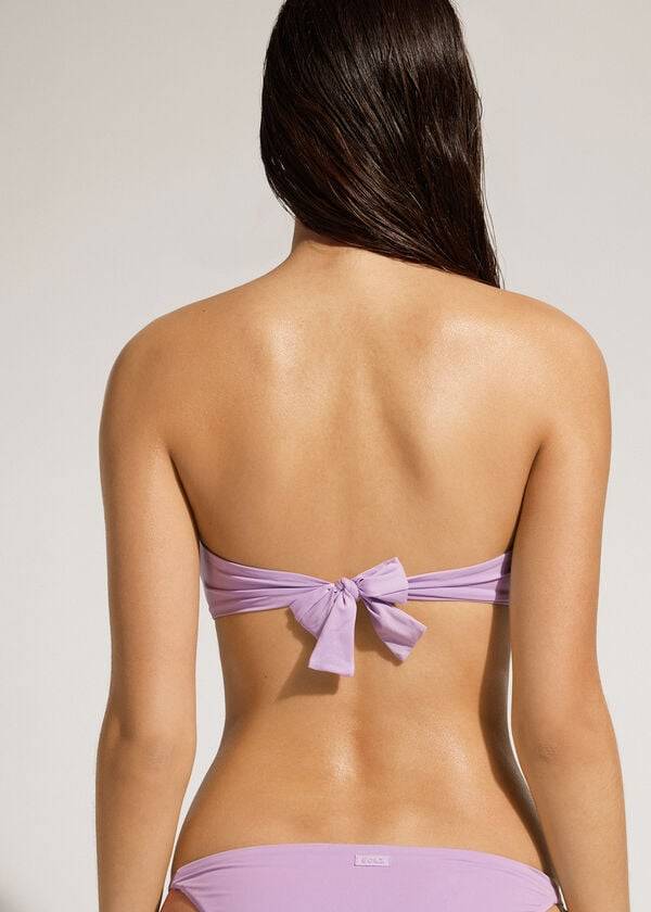 Ženski zgornji del bikinijev brez naramnic calzedonia padded bandeau indonesia eco vijoličen