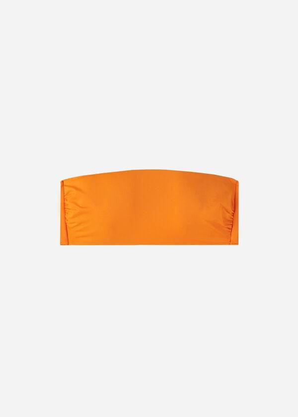 Ženski zgornji del bikinijev calzedonia padded bandeau indonesia eco brez naramnic oranžen