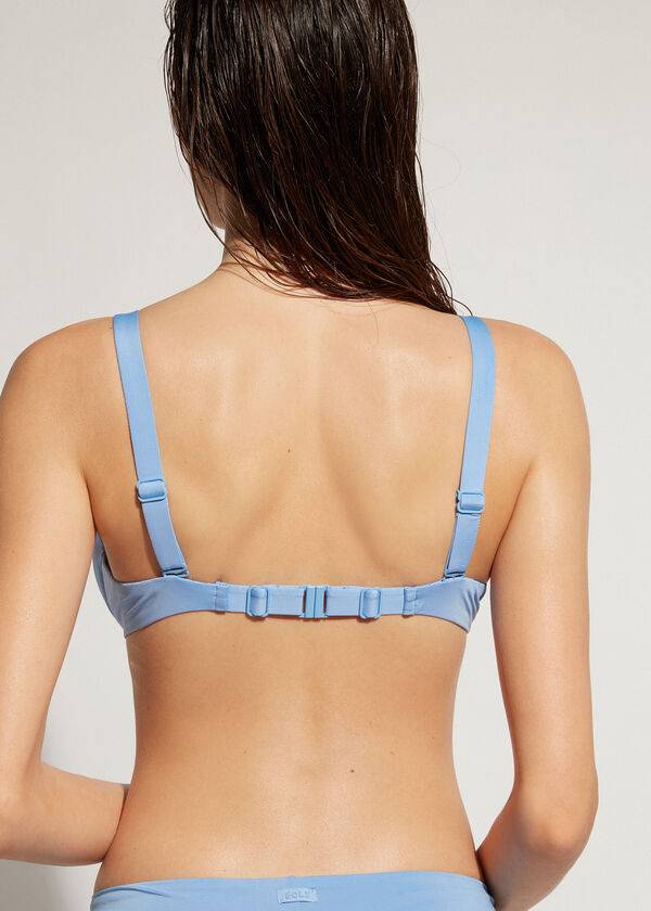 modri ženski podložen push-up eko zgornji del bikinija calzedonia indonesia