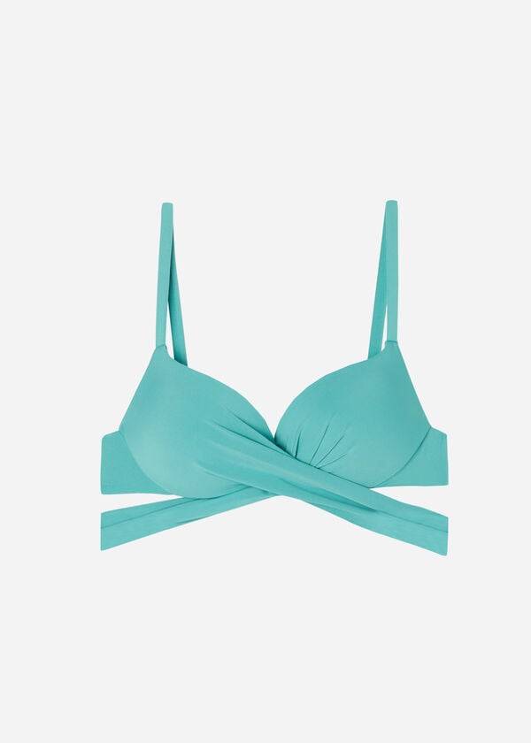 turkizni podložen zgornji del bikinija calzedonia push up indonesia eco za ženske