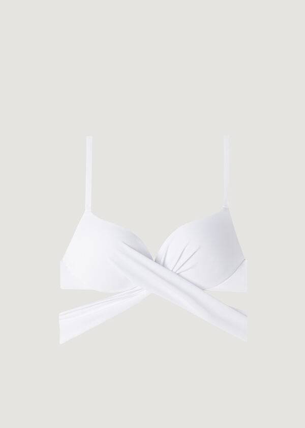 Ženski zgornji del bikinijev calzedonia padded push up indonesia eco rosa bele barve