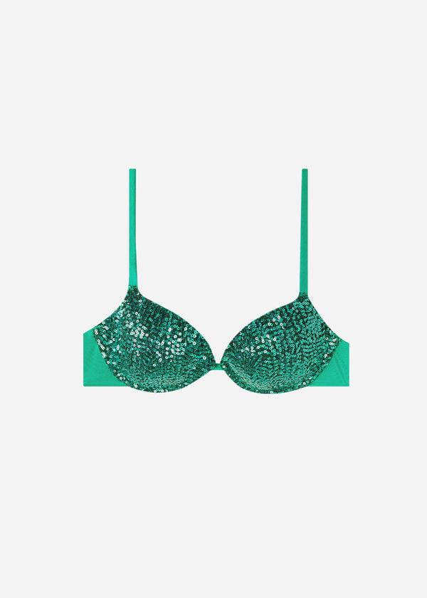 zeleni podložen zgornji del bikinija calzedonia cannes za ženske