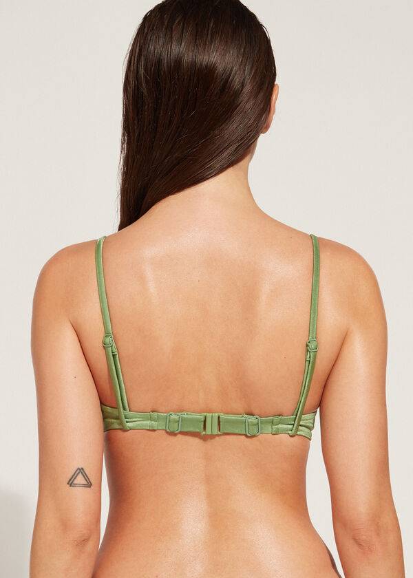 Ženski zgornji del bikinijev calzedonia padded push-up cannes rosa zelen