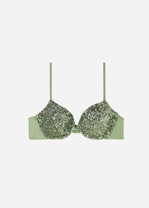 Ženski zgornji del bikinijev calzedonia padded push-up cannes rosa zelen