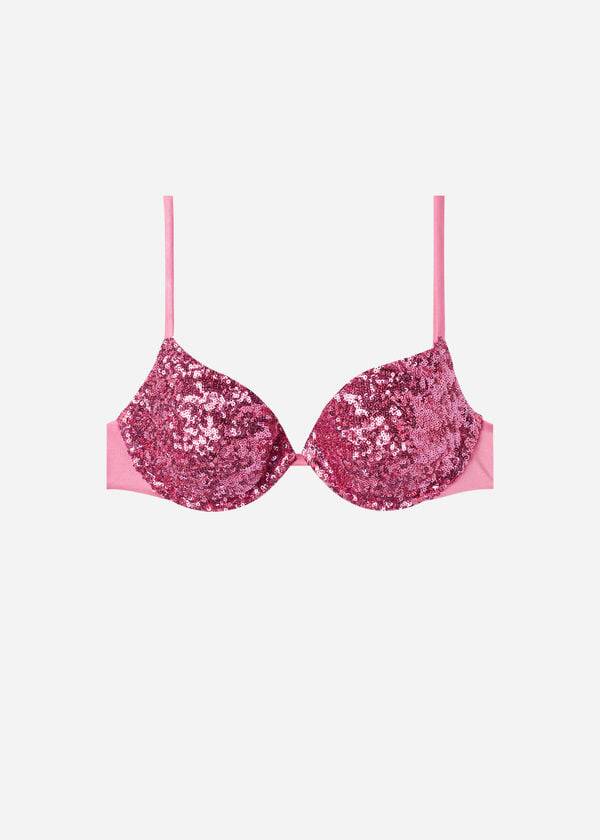 Ženski zgornji del bikinijev calzedonia padded push-up cannes rosa roza