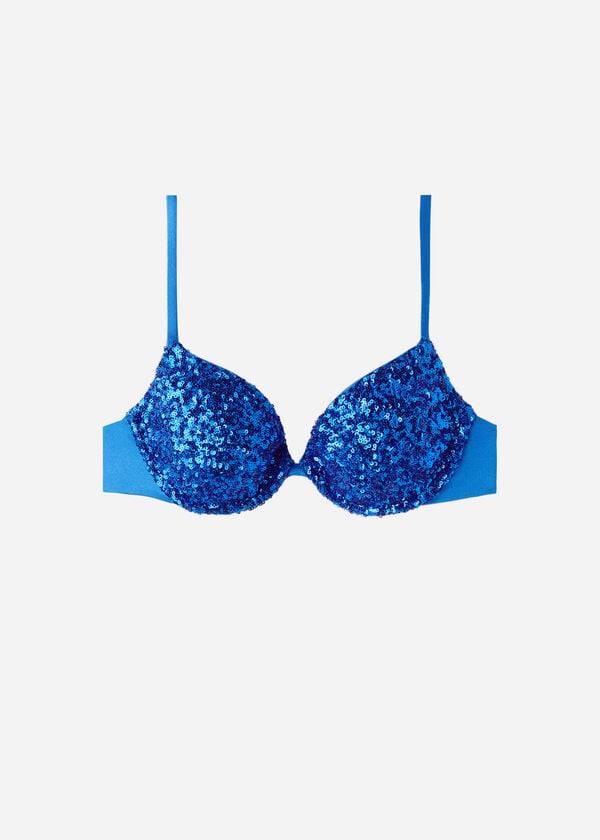 Ženski podložen push-up zgornji del bikinija calzedonia cannes rosa moder