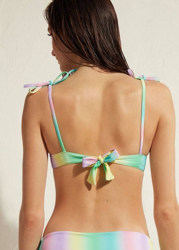 Ženski zgornji del bikinijev calzedonia padded push-up panama zelenrumen