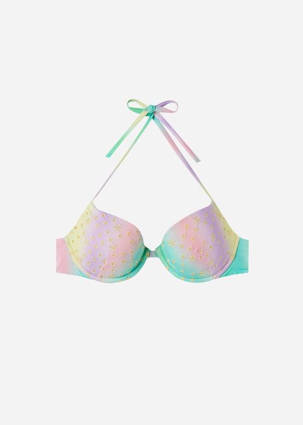 Ženski zgornji del bikinijev calzedonia padded push-up panama zelenrumen