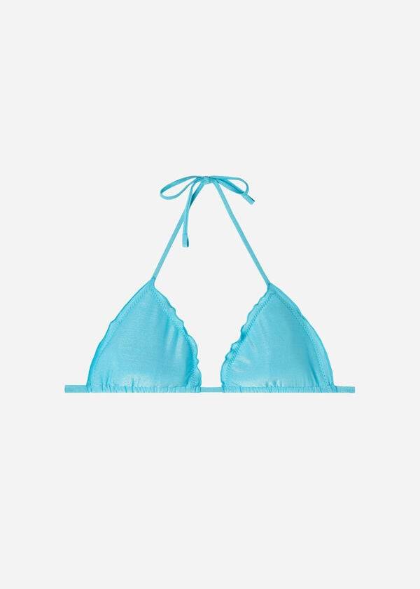 Ženski oblazinjeni zgornji del bikinija calzedonia triangle formentera turquoise