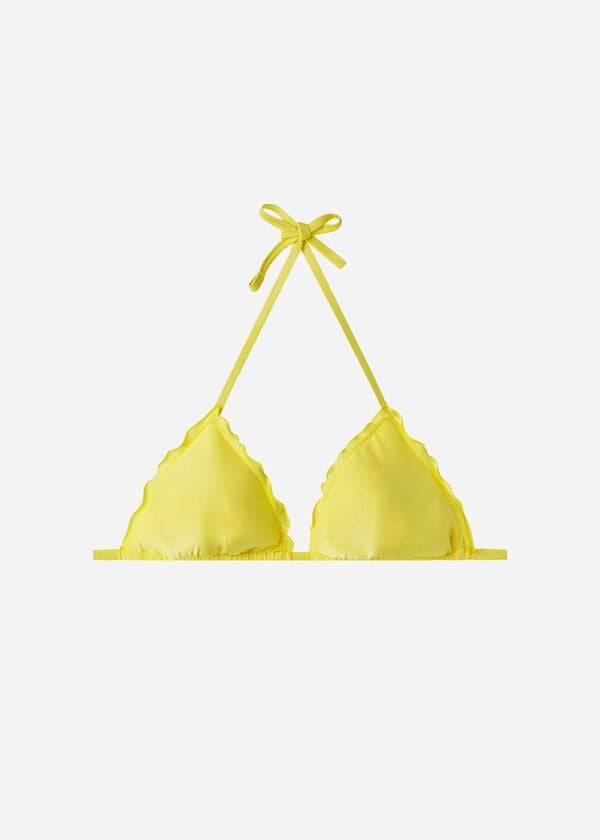 rumeni ženski podložen zgornji del bikinija calzedonia triangle formentera