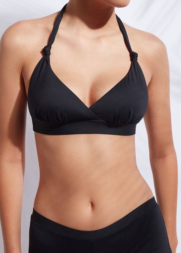 Ženski zgornji del bikinijev calzedonia padded triangle indonesia črne barve