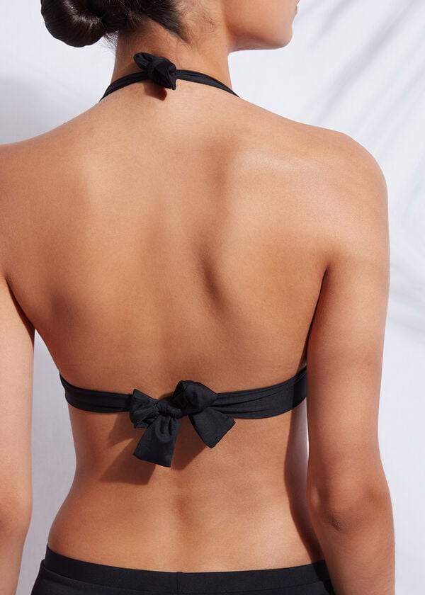Ženski zgornji del bikinijev calzedonia padded triangle indonesia črne barve