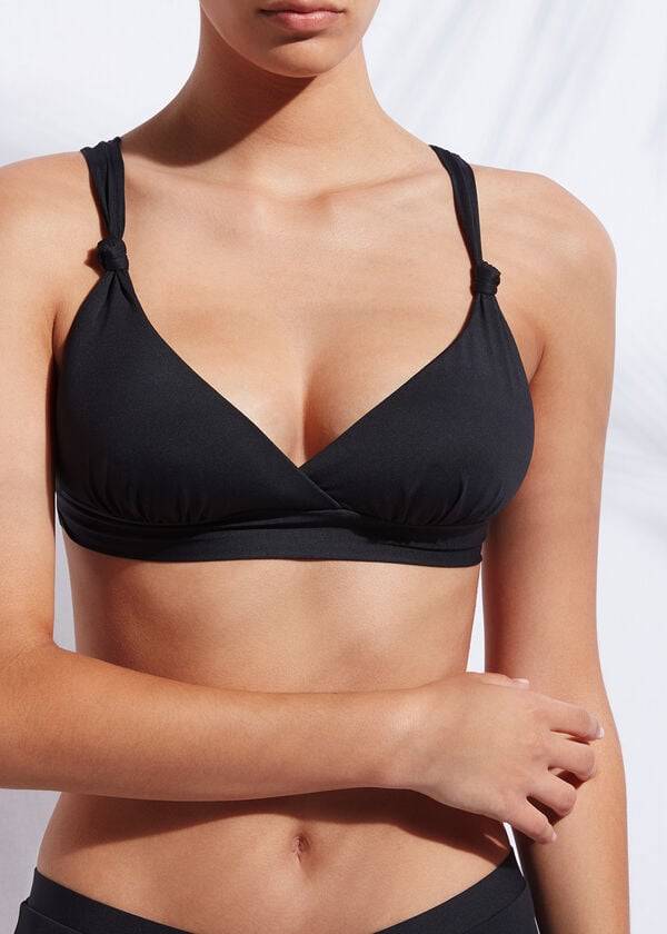 Ženski zgornji del bikinijev calzedonia padded triangle indonesia črne barve