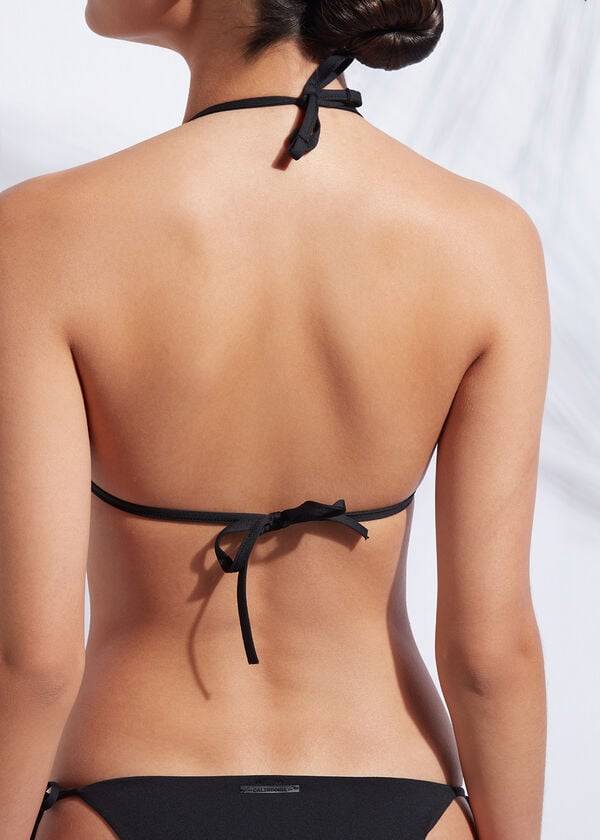 Ženski zgornji del bikinijev calzedonia padded triangle indonesia črne barve