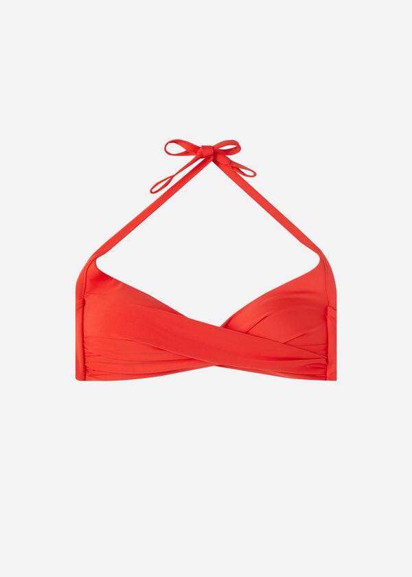 rdeč - oblazinjeni zgornji del bikinija calzedonia triangle indonesia eco za ženske