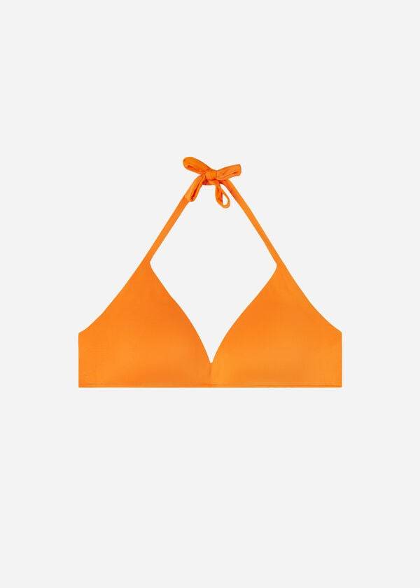 oranžni ženski zgornji del bikinija s podloženim trikotnikom indonesia eco calzedonia