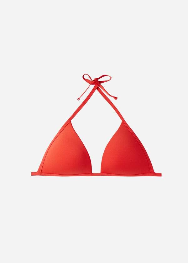 rdeč ženski podložen zgornji del bikinija calzedonia triangle indonesia eco strass