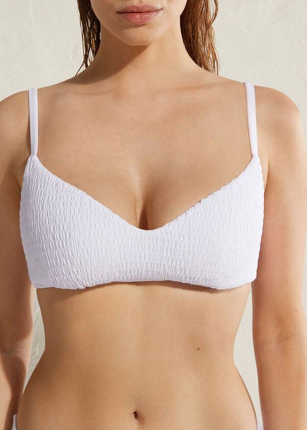 Ženski zgornji del bikinija calzedonia padded triangle lanzarote bele barve